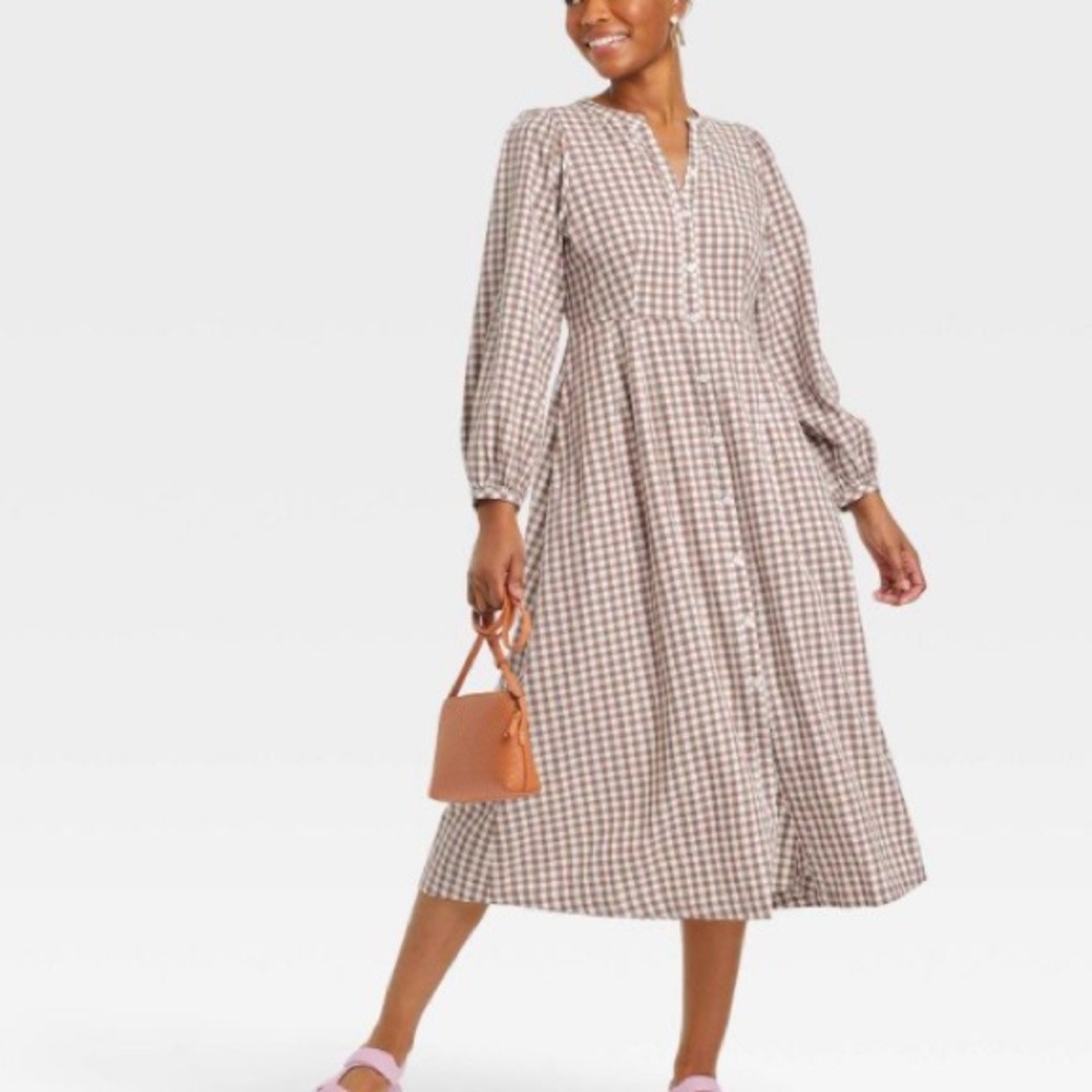 Universal Thread Button Front Balloon Sleeve Dress Size Medium